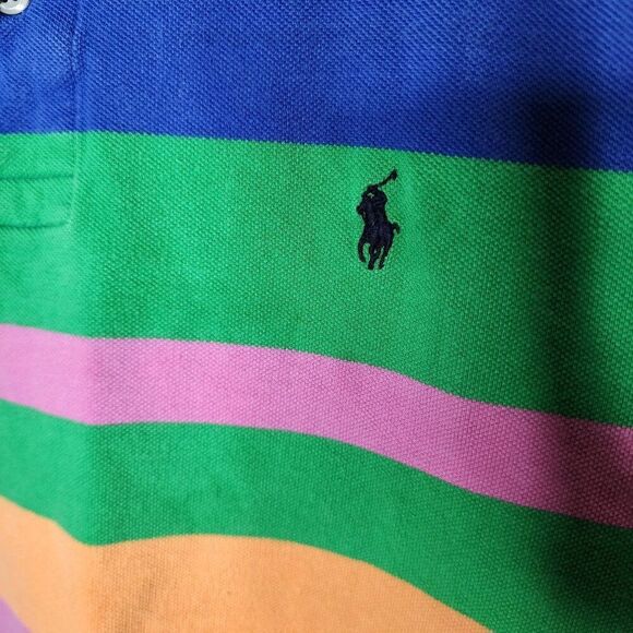 Polo Ralph Lauren Colorblock Stripe Polo Shirt Boys XL Blue - Picture 4 of 9